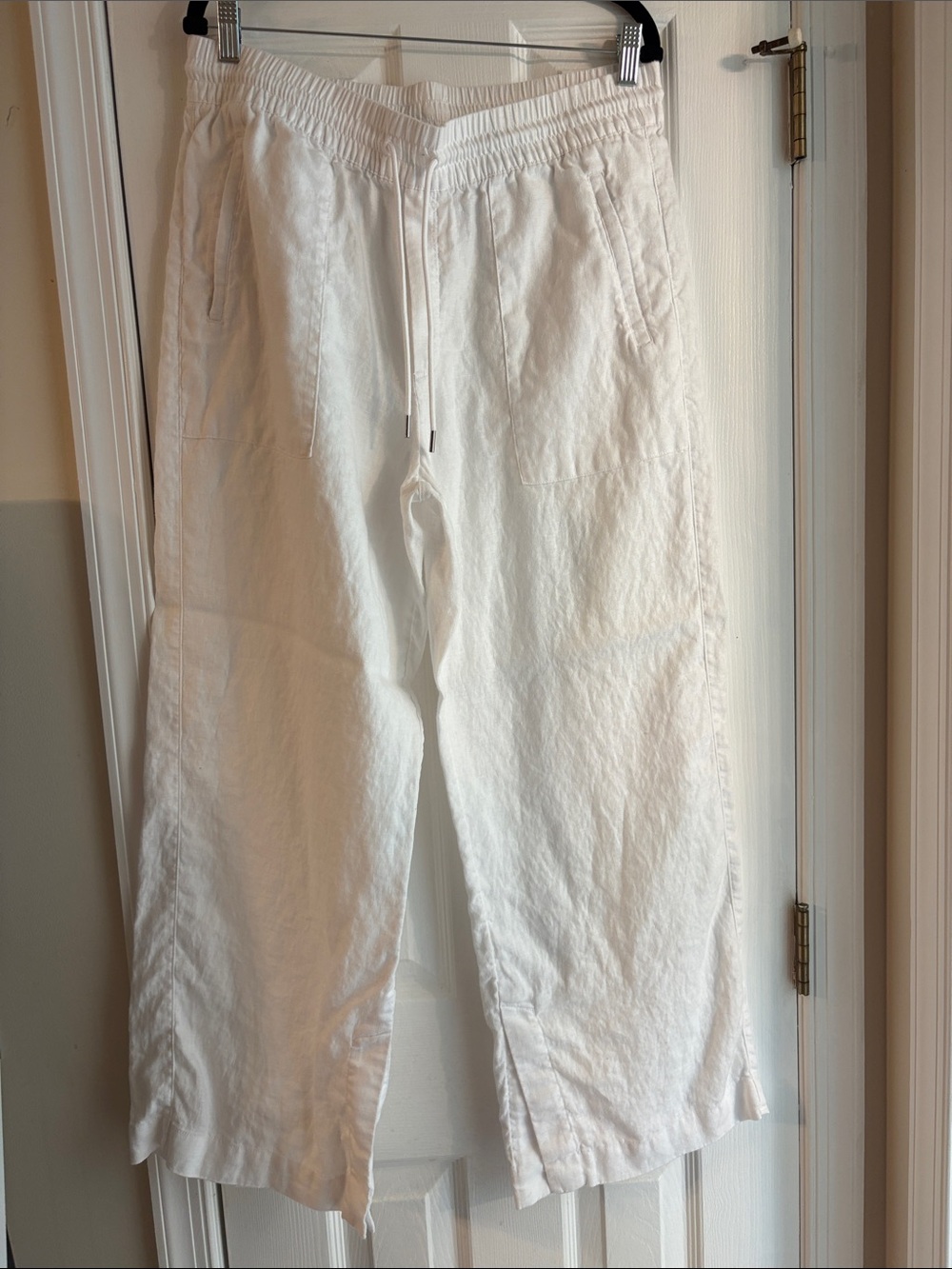 Athleta White Drawstring Retreat Linen Pants